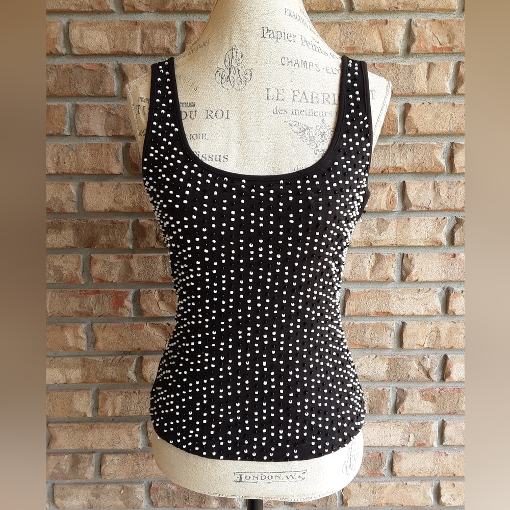Vivienne Tam East Wind Code Black Beaded Tank.
